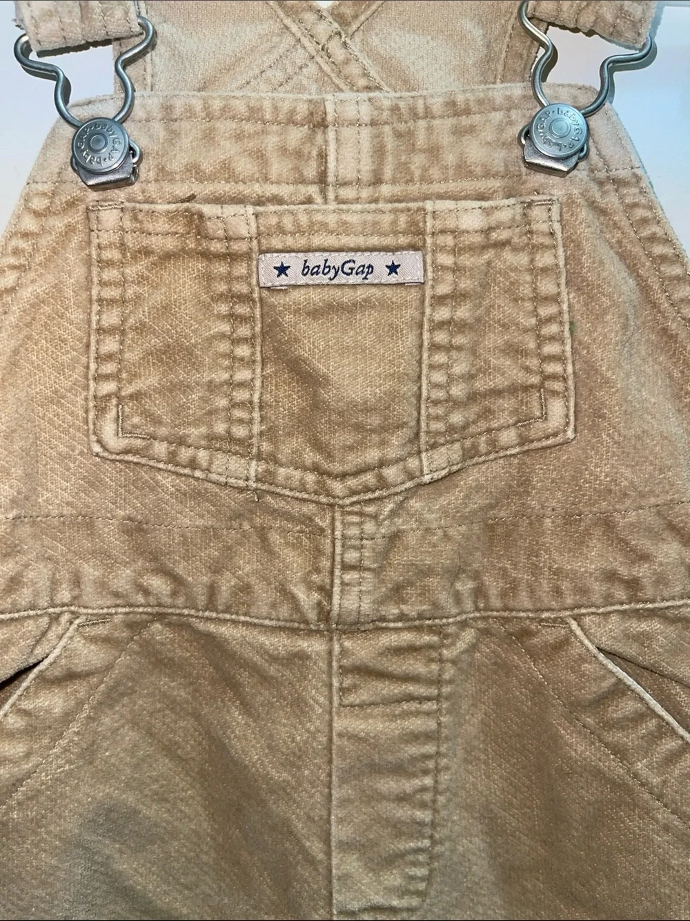 Vintage Baby GAP Beige/Tan Corduroy Kids Overalls Sz 6/12M